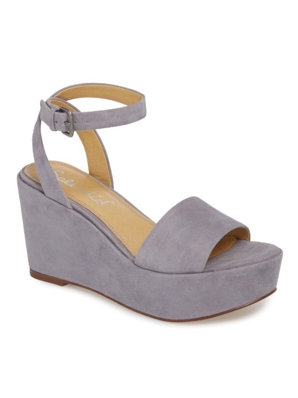 Splendid Felix Grey Suede Platform Wedge Sandals - Size 9
